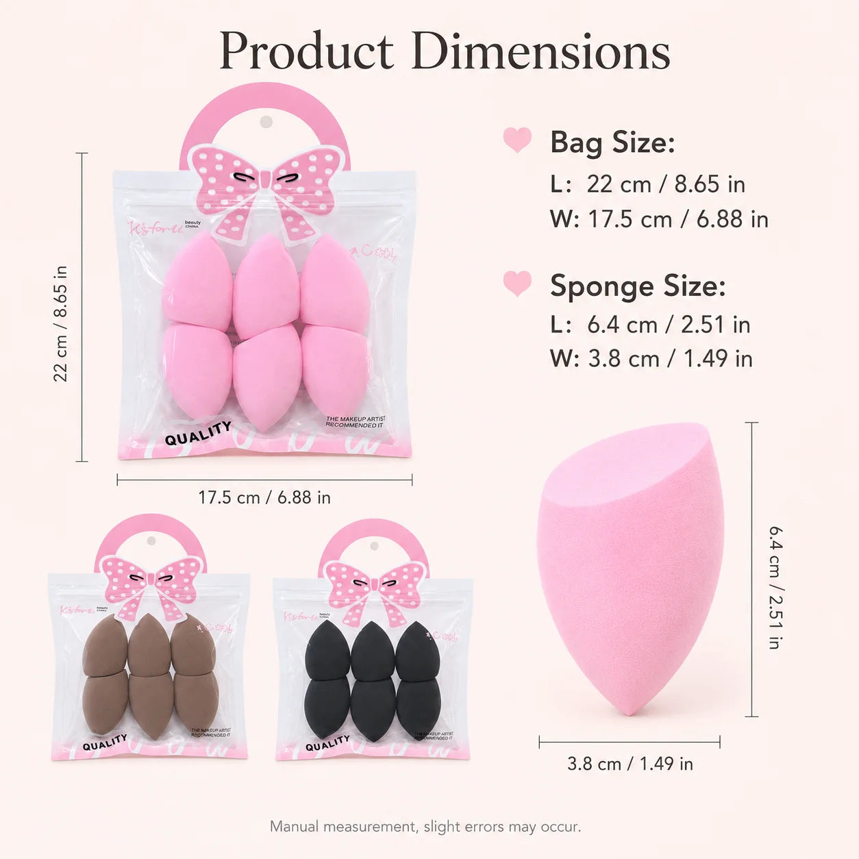 6 Beauty Egg Sets, Easily Smudge the Foundation and conceal the Blemishes, and Evenly Apply Makeup on the Curved Section.