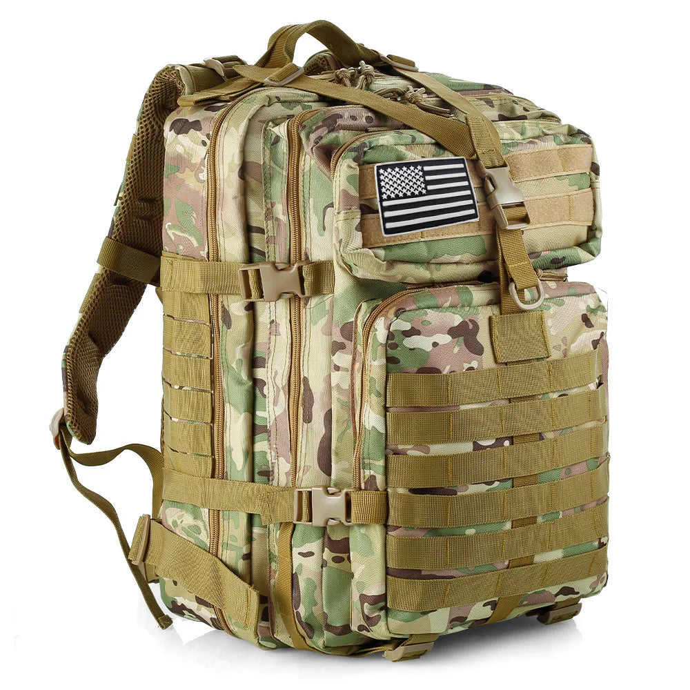 50 Liters Outdoor Tactical Dual Shoulder Large 3P Backpack Backcountry Cycling Sports Backpack Travel Attack Camouflage Multi-Fu