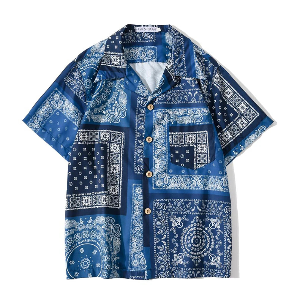 Summer Shirt Men Women Paisley Print Bandana Short Sleeve Brazil Tops Hip Hop Fashion Design Gothic Guangzhou Clothes Z1A1