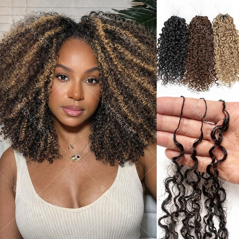 Highlight Honey Blonde Kinky Curly Human Hair Extensions For Braiding Knotless Pre-Separated Feather Crochet Human Hair Bundles