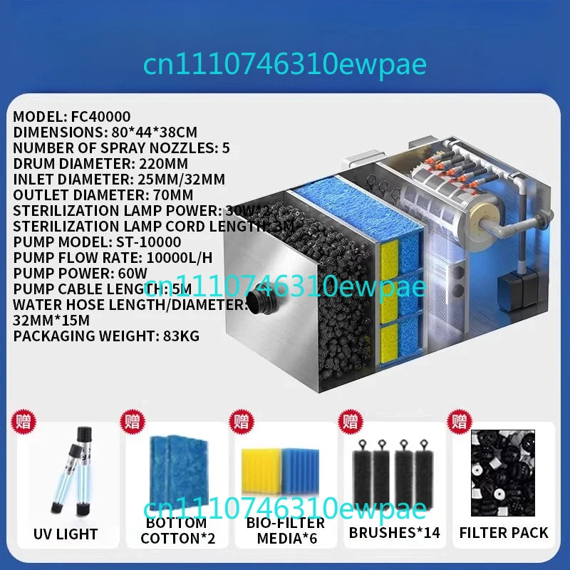 Stainless Steel Backwash Drum Microfilter Silent Water Circulation Filter for Koi Fish Pond