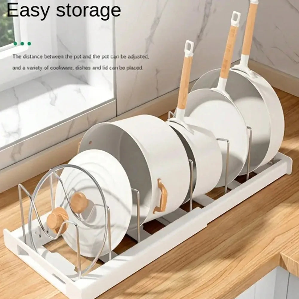 1pc Ultimate Kitchen Organizer Space-Saving Expandable Shelf With Pot Lid Holder Utensil Rack Pull-Out Drawer For Tidy Cooking