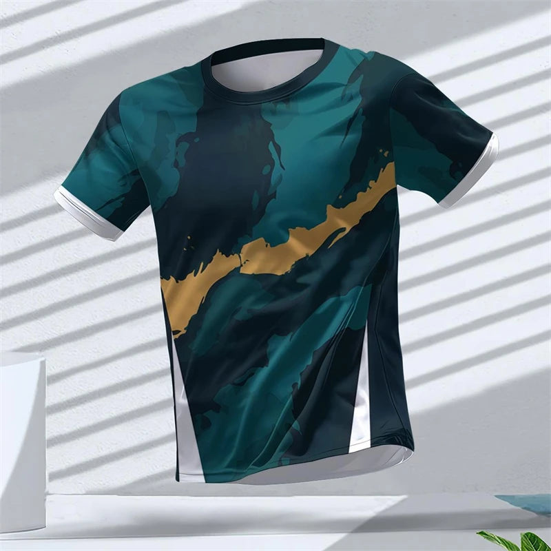 Geometric Graphic 3D Printed Sports T Shirts Summer Casual Running Table Tennis T-shirts Trendy Streetwear Mens Tees Fashion