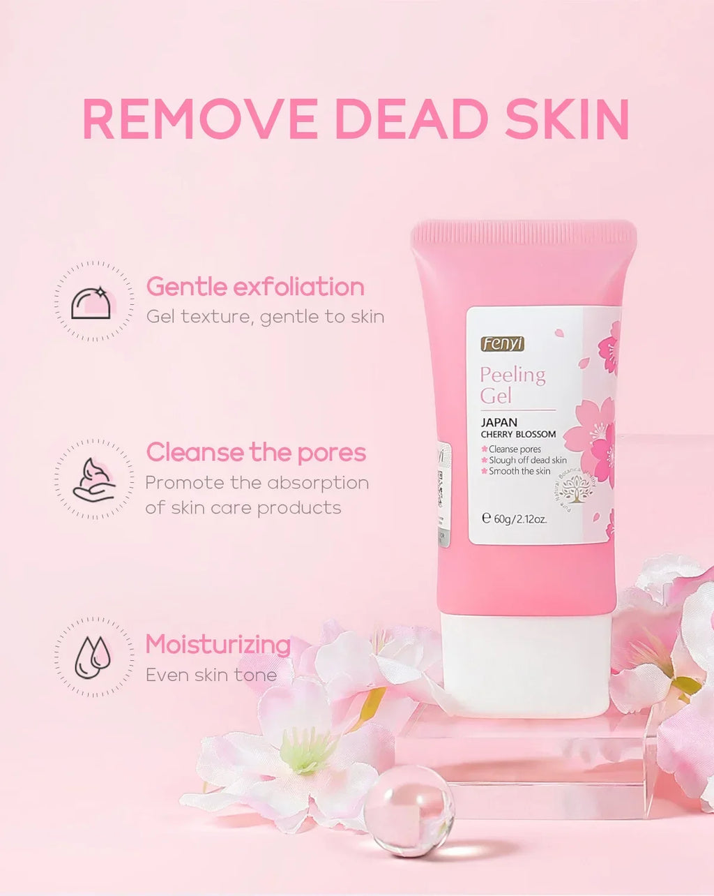 Sakura Peeling Gel Gentle Facial Exfoliator Remove Dead Skin Deep Clean Pores Hydrating Smooth Skin Facial Care 60g