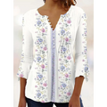 Summer Street Fashion Button-Down T-Shirt Loose Women'S Comfortable Clothing Shirt 3d Printed Trend Seven-Quarter Sleeve Top