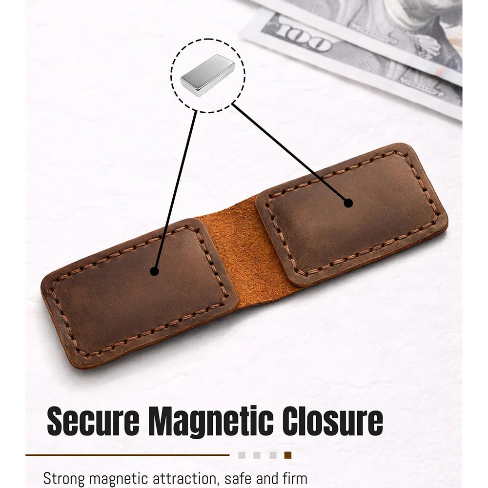 Slim Magnetic Money Clip PU Leather Business Card Holder for Men