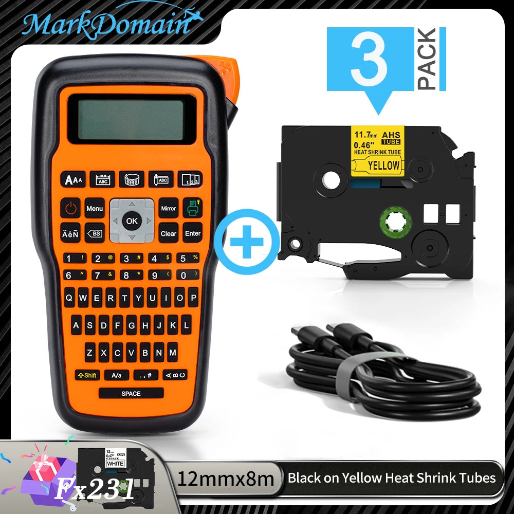 Industrial Labeling E1000 PRO Label Maker Printer Keyboard Symbol Compatible for Brother TZ231 Label Maker Tape Heat Shrink Tube