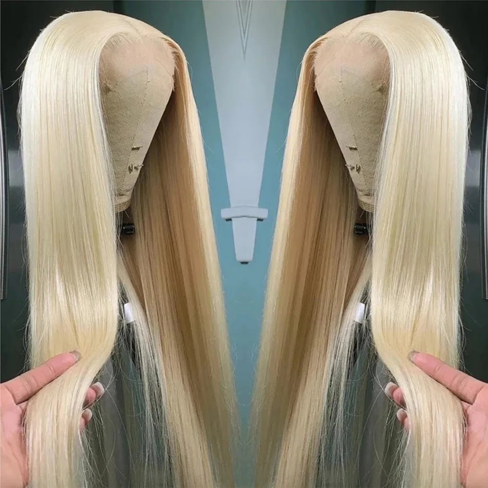 200 Density 613 Blonde Straight Human Hair Wigs Preplucked Prebleached 46 Inch 13x4 13x6 Blonde HD Transparent Lace Frontal Wigs