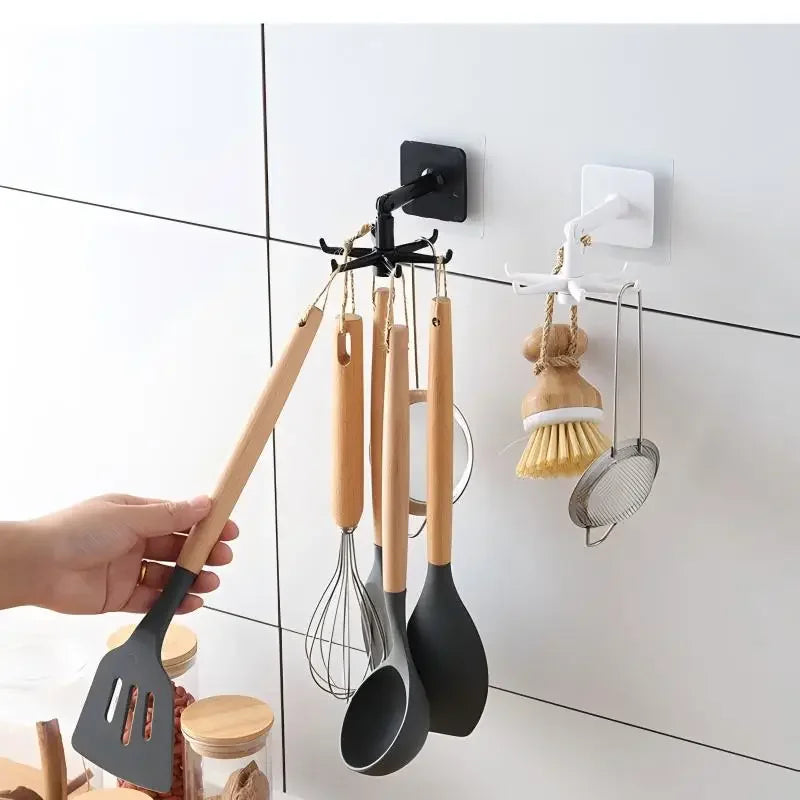 Kitchen Organizer Swivel Hooks Creative Hooks  Hole-free Multifunctional Explosion  Rotatable Dual-Use