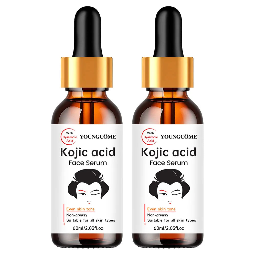 2PCS Kojic Acid Facial Serum - 60ML Even Skin Tone, Non-Greasy Hydration, Moisturizing Essence for All Skin Types
