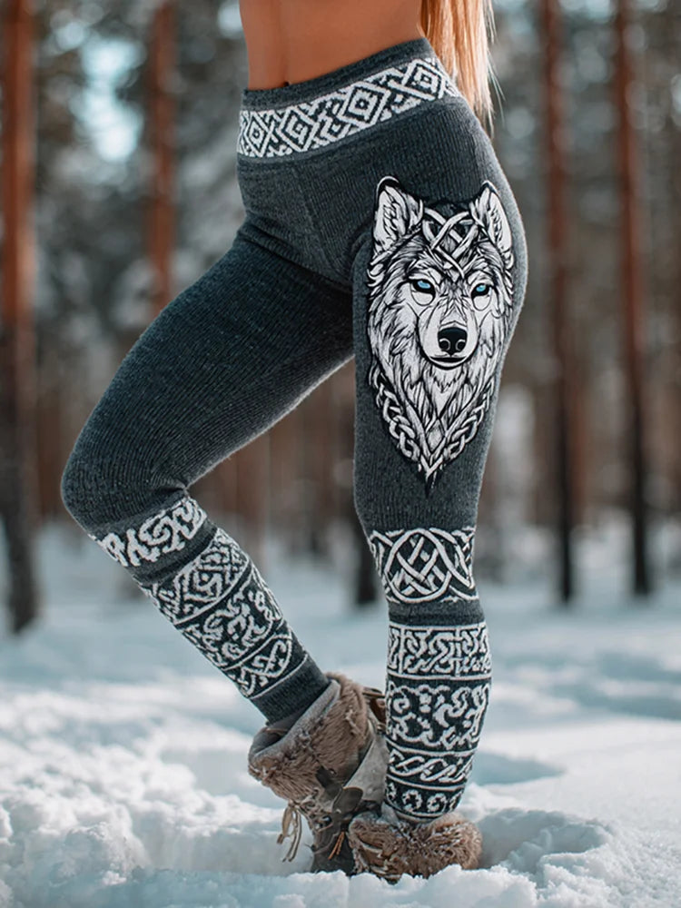 2026 Women's Leggings Green Forest Graphics Outdoor Trousers Polyester Spandex Stretch Elastic Waist Control Streetwear