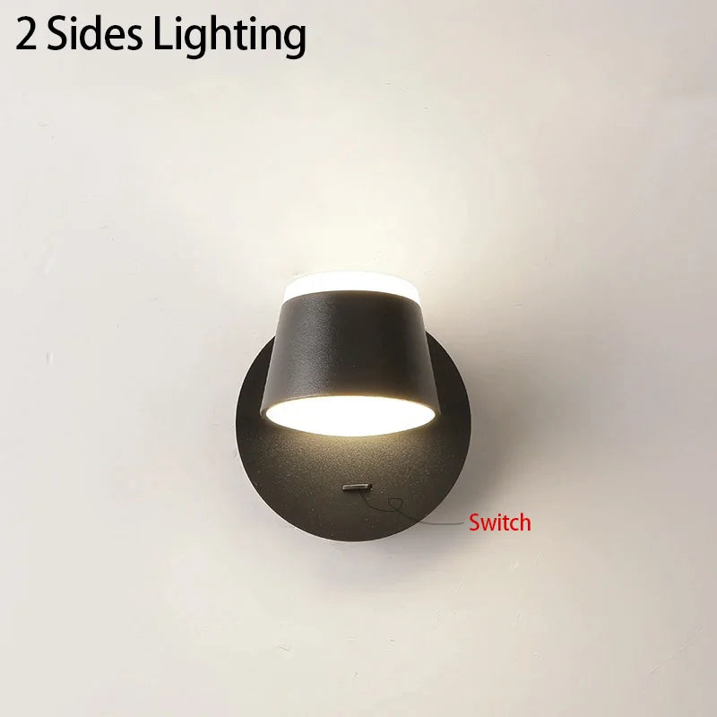 Nordic LED Wall Lamp With Switch 350 Degrees Rotatable Bedroom Bedside Corridor Reading Light Aisle Hotel Sconce Indoor Light
