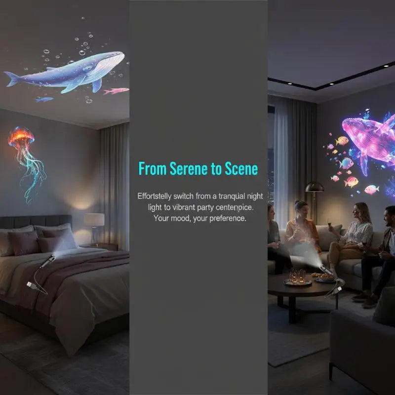 LED USB Projector Light Ocean Projection Lamp With 8pcs Marine Life Light Panels Ceiling Decorative Night Light