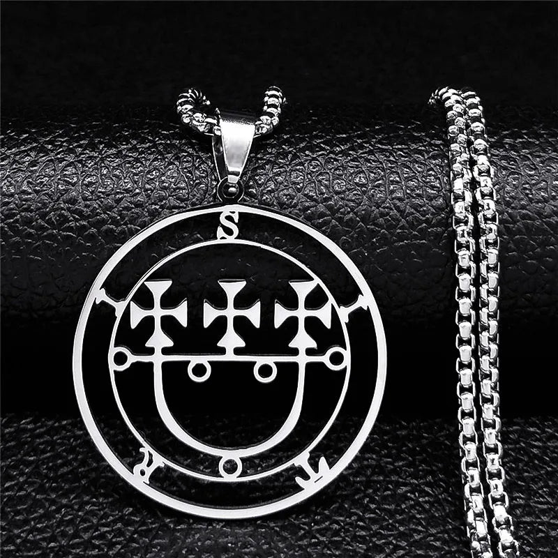 2024 Fashion Sigeal Sigil De Lucifer Stainless Steel Satan Necklace Asmoday Lazer Key Baphomet Stamp Jewelry N7118S03