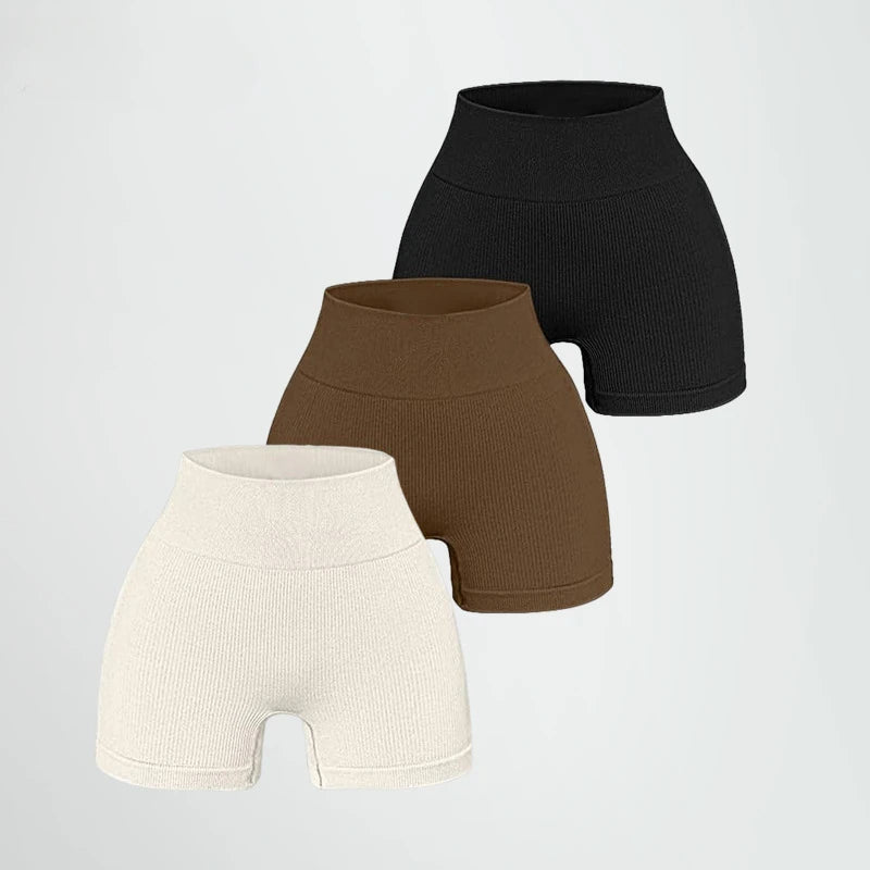 Women's Ribbed Knited Shorts Seamless Yoga Shorts Stretchy High Waist Shorts Sexy Hip Liftting Cycling Running Three Point Pants