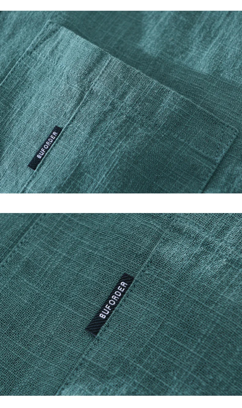 2402 Cotton Linen Solid Color Simple Basic Tops Men's Spring Fall Fashion Japan Style Harajuku Healthy Comfortable Casual Shirts