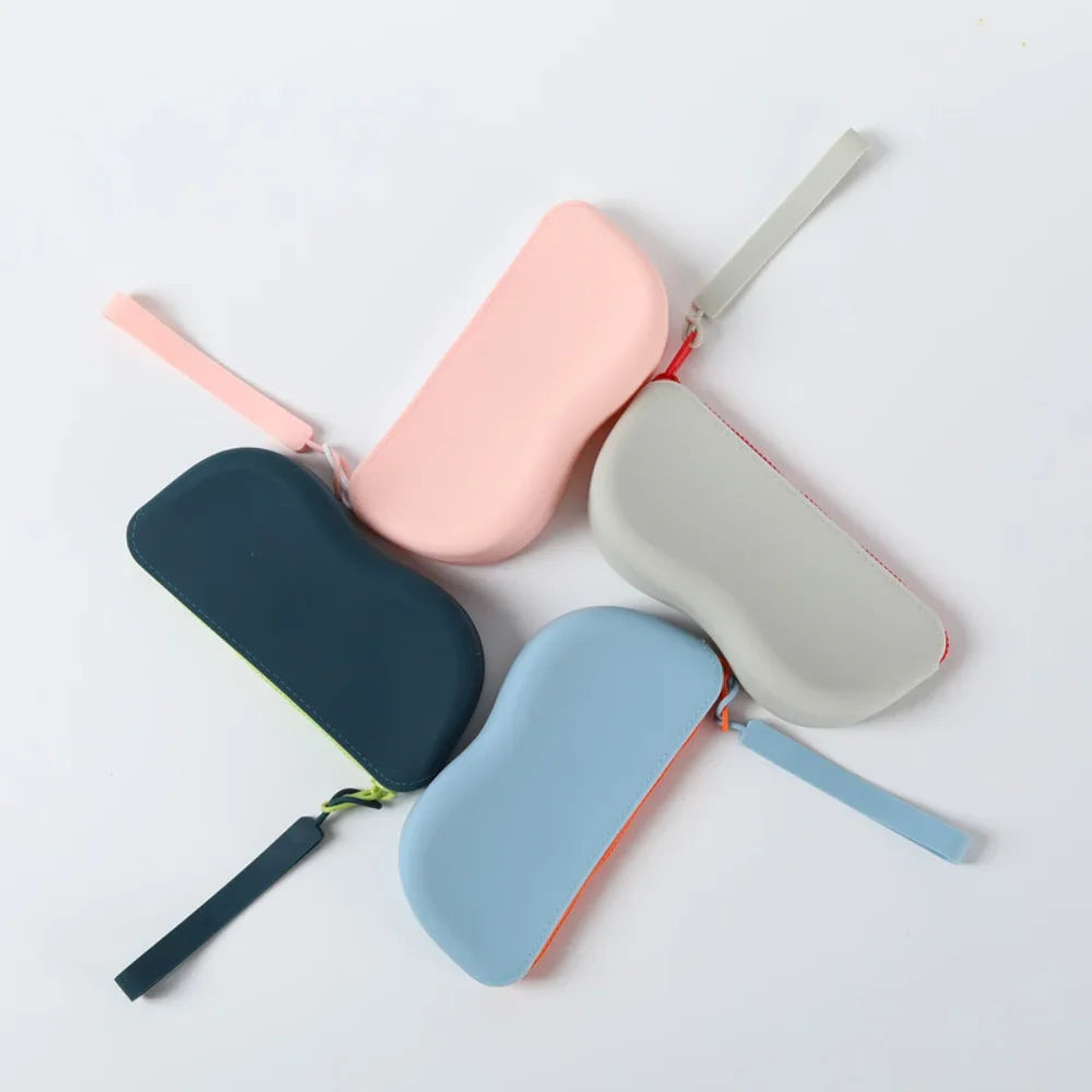 Soft Silicone Zipper Glasses Bag Storage Waterproof Bag Cosmetic Coin Bag for Women Girls Dustproof Glasses Box