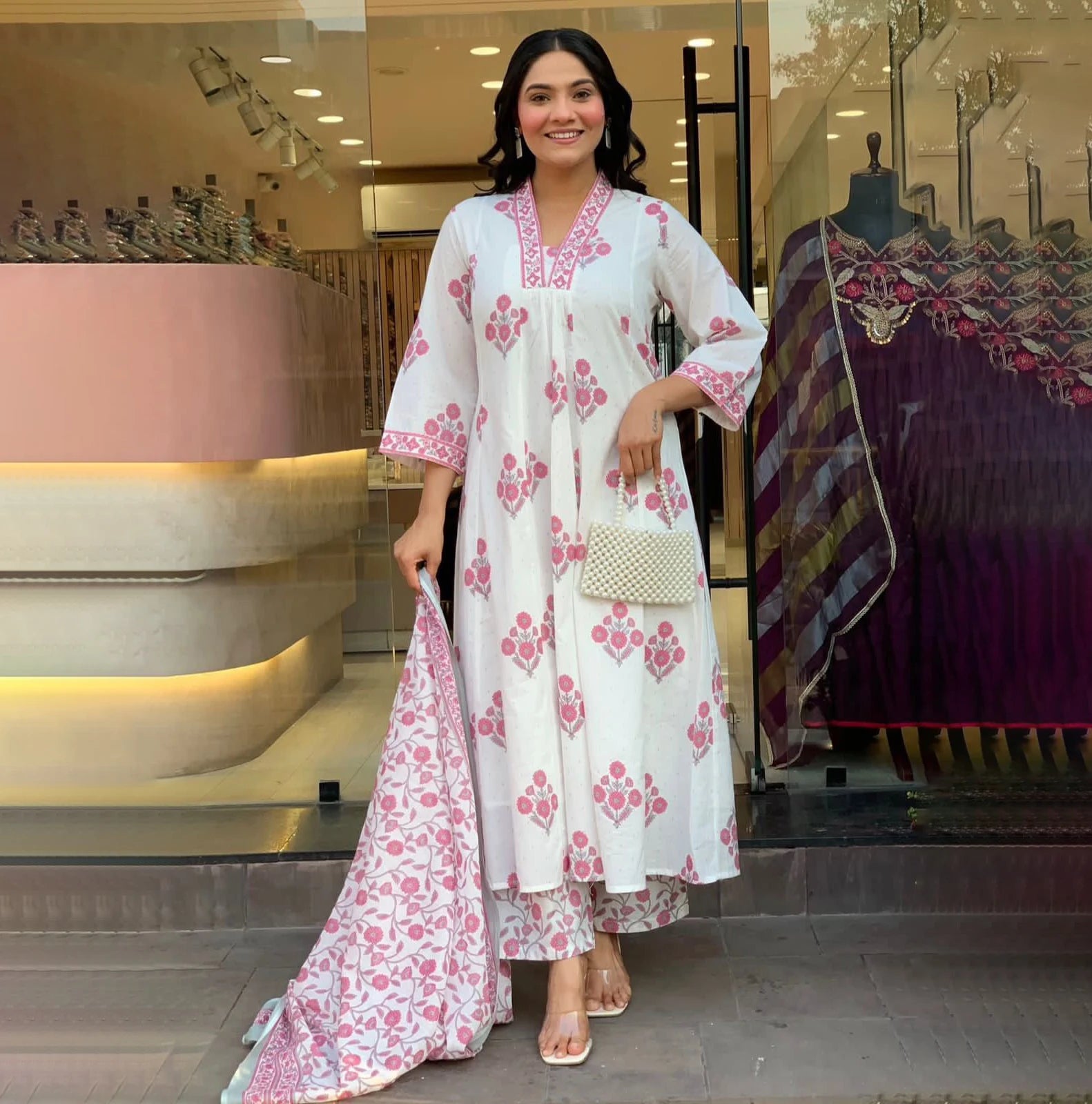 Hot Selling Traditional Indian Style Cotton Anarkali Suit Gown With Designer Dupatta for Women Party Wear Dress for Womens