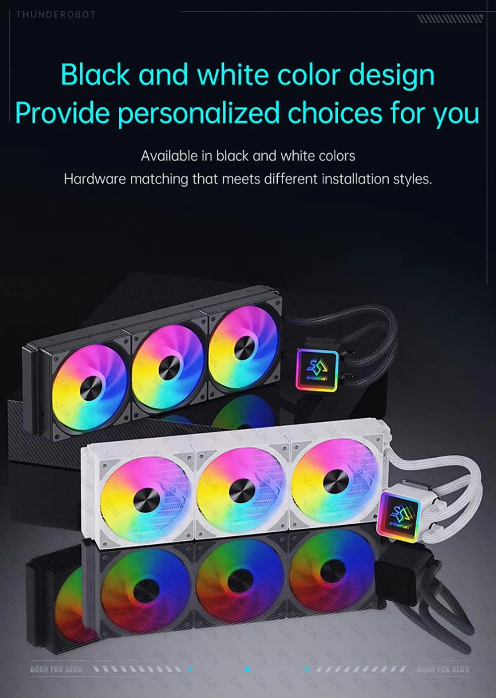 Liquid Cooler 120/240/360 ARGB CPU Cooler Computer Fan CPU AIO Water Cooler Support Intel&AMD Efficient PWM-Controlled Pump