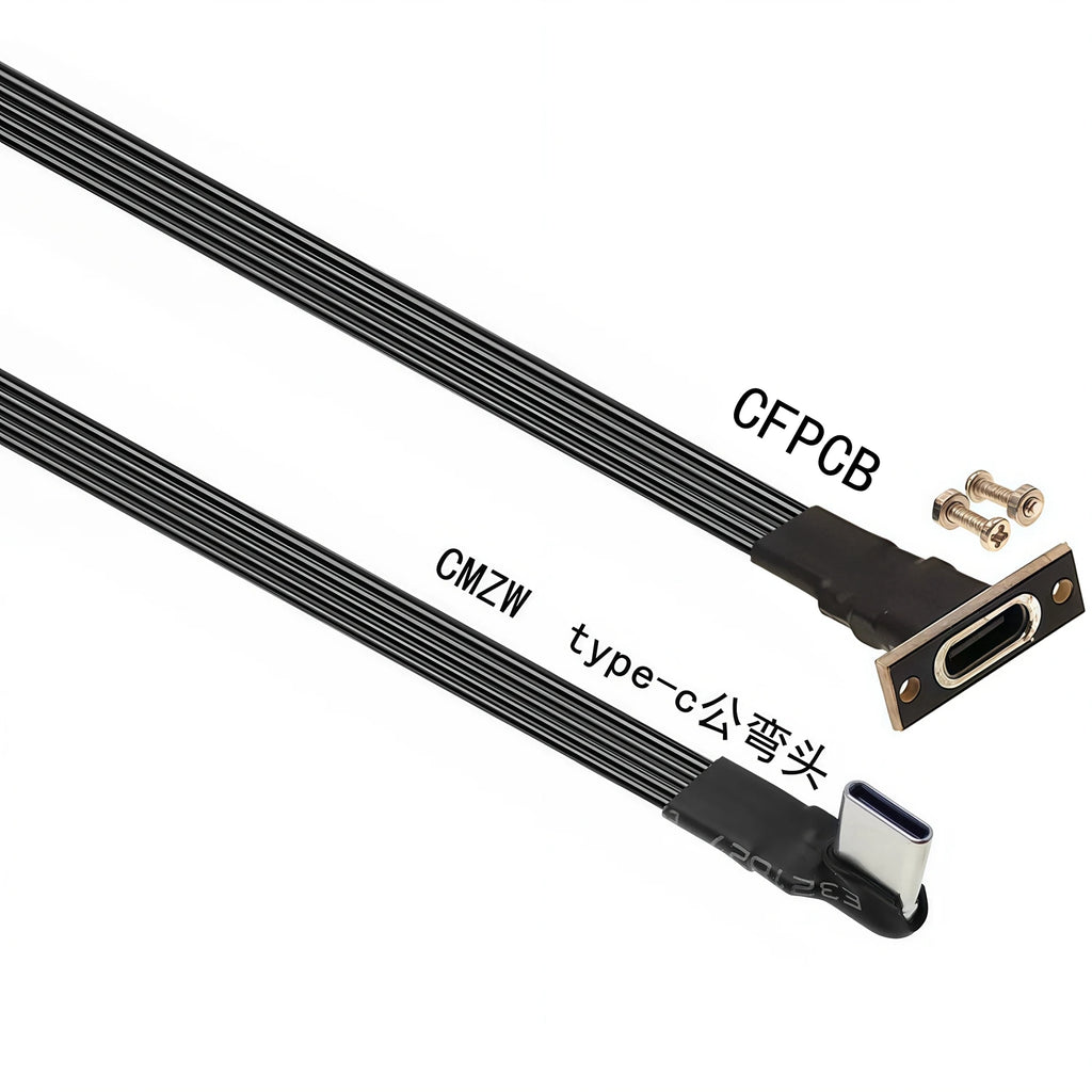 20CM 30CM 10CM 5CM USB 2.0 Type-C Flat Cable Extension FPC Cable USB 2.0 USB-C 90° Up/Down Angled Plug 5CM-1M