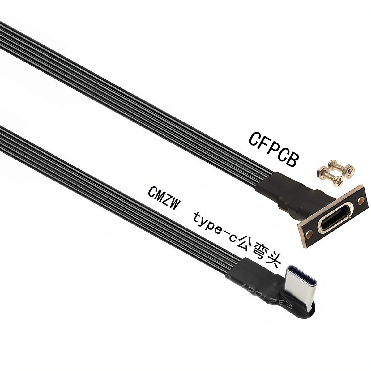 20CM 30CM 10CM 5CM USB 2.0 Type-C Flat Cable Extension FPC Cable USB 2.0 USB-C 90° Up/Down Angled Plug 5CM-1M