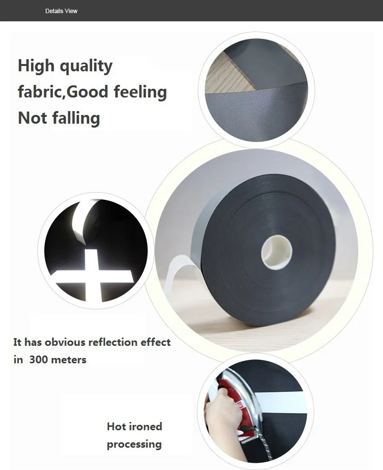 2.5cm/5cm/10cm DIY HTP Reflective Heat Transfer Vinyl Grey Strip Night Fluorescent Protective Warning Self-adhesive Tape