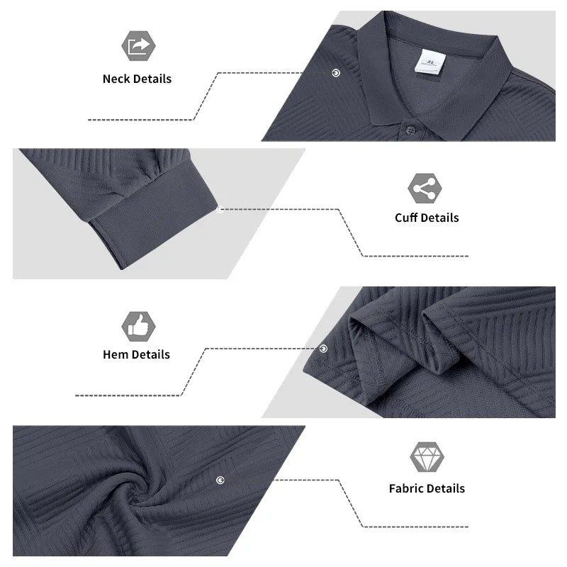 2025 spring and autumn men's light luxury casual simple lapel jacquard POLO button-down long-sleeved sweater