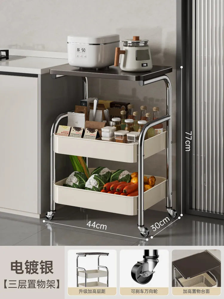 Kitchen Islands And Carts Trolley Rack Mobile Multi Functional Household Multi Layer Storage Organizer Cart Rack Shelf Furniture