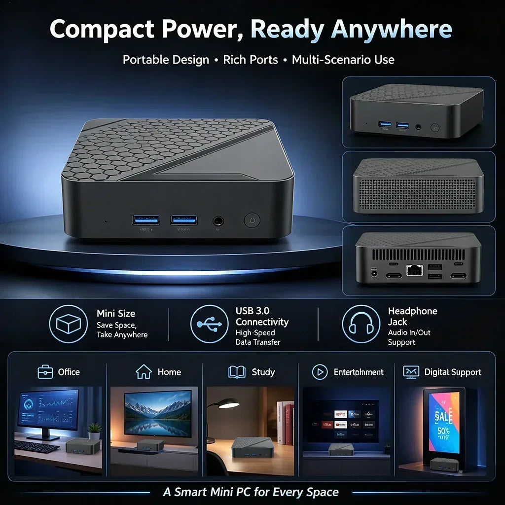 High-Performance Mini PC Portable Mini Gaming Desktop PC 16GB 1TB/2TB Intel I9 8950HK 4K WiFi6 USB