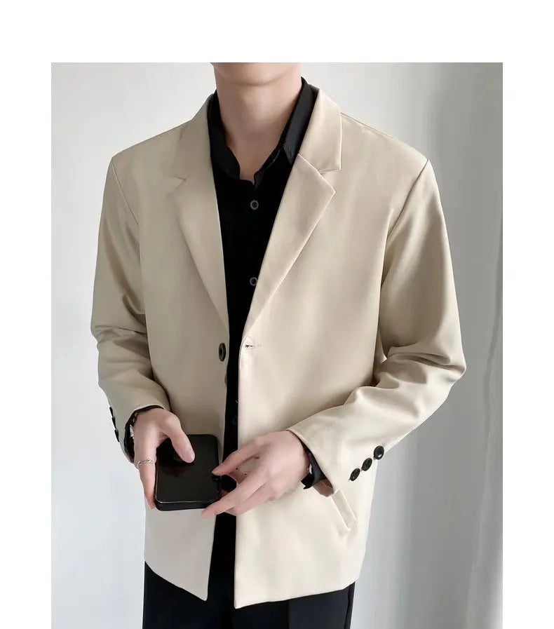 2025 men's spring and autumn casual suit jacket fashionable lightweight work office business slim fit Western style top