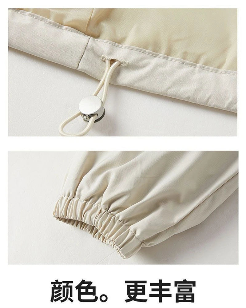 2026 Autumn Women's Coat Hooded Jacket Long Sleeve Zipper Pockets Casual Windbreaker Basic Jackets Outerwear Splicing Hooded E25