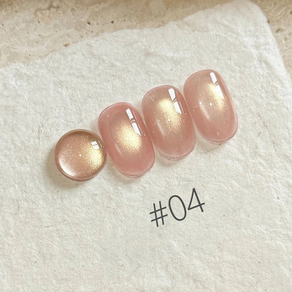 MIANEL 2026 10ML Lover Cat Eye Nail Gel Nude Pink with Sparkling Golden Light Glass Bead for Flattering Cat Eye Manicure