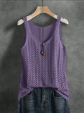 Ladies Elegant Solid Color Knitted Vest Summer Thin Layer Short Outerwear Tank Top Suitable for Denim Jeans