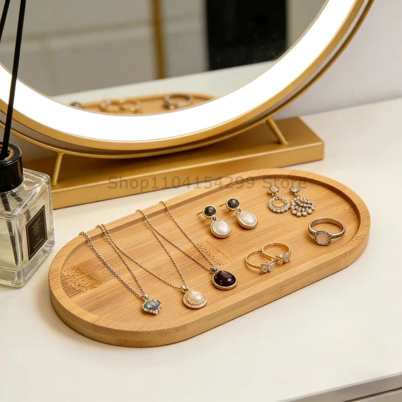 Flower Pot Trays Dish for Plant Vase Bamboo Tray Wooden Bottle Tray Bathroom Shampoo Shower Gel Organizer Jewelry Storage Tray
