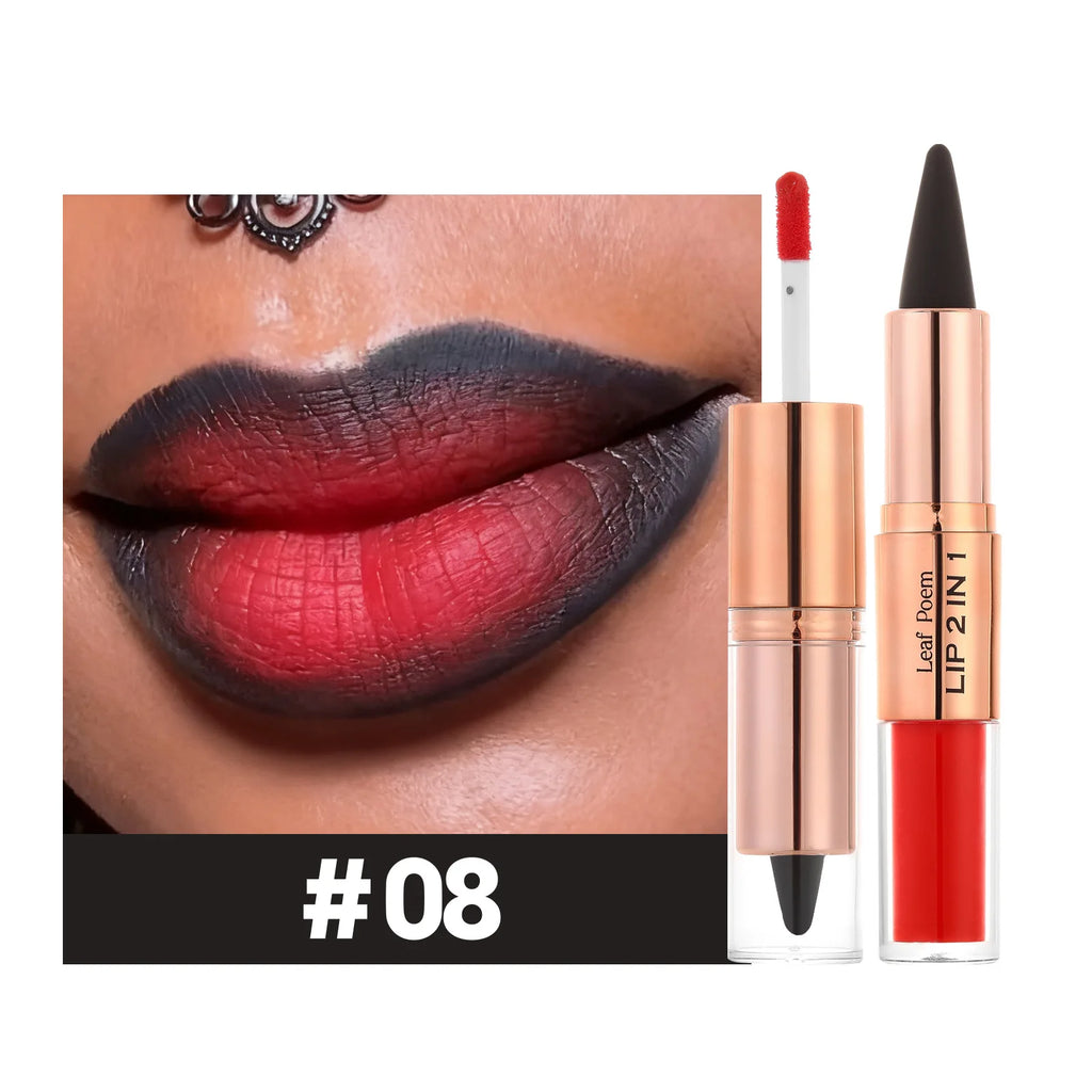 Tapered Gradient Lipliner Pen Black Brown Lip Gloss Matte Lip Liner Double Head Plumping Waterproof Lip Contour Non Stick Makeup