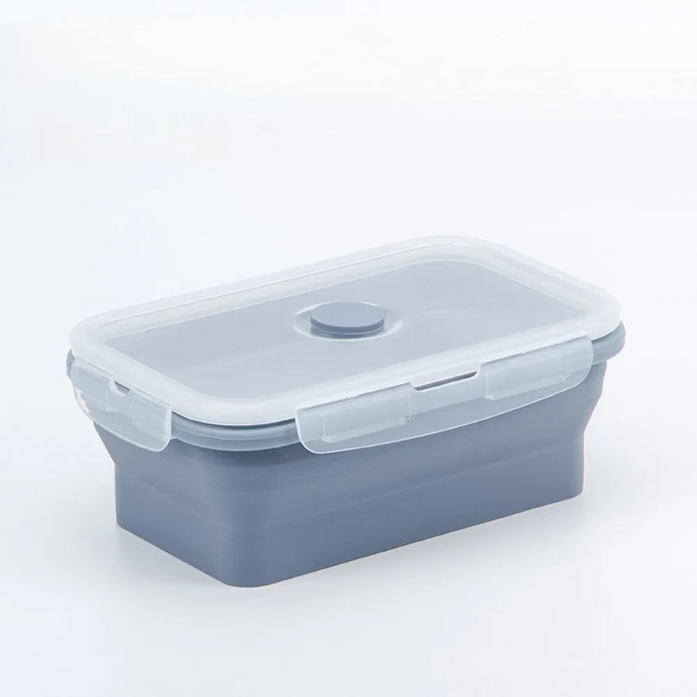 4pcs Microwaveable Silicone Lunch Box Large Capacity Rectangular Food Storage Container with Lid High-temperature Resistant