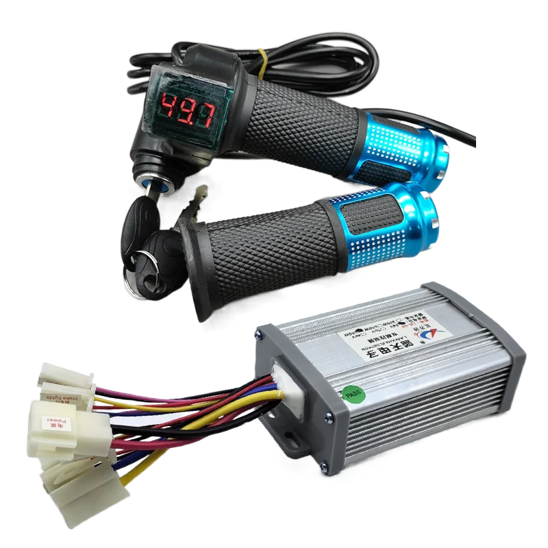 Electric Bike Bicycle Scooter Accessories Motor Brushed Controller & Throttle Twist Grip 12V 24V 36V 48V 250W 350W 500W 1000W