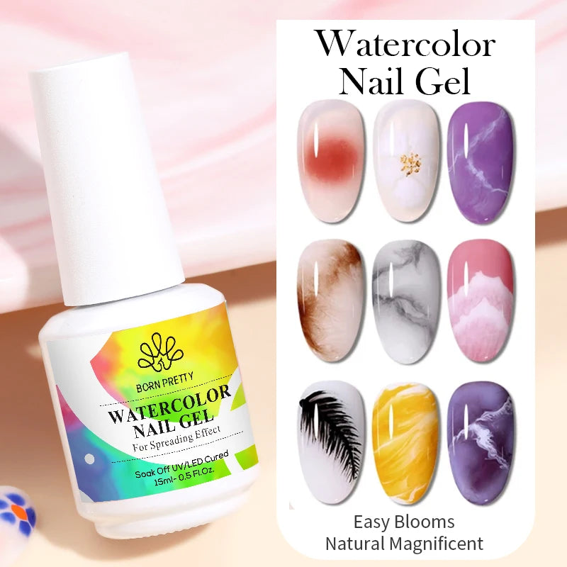 BORN PRETTY 15ml Autumn Nail Blossoming Gel Spreading Effect Watercolor Flower Gel Easy to Apply for Nail Art Manicure Pedicure