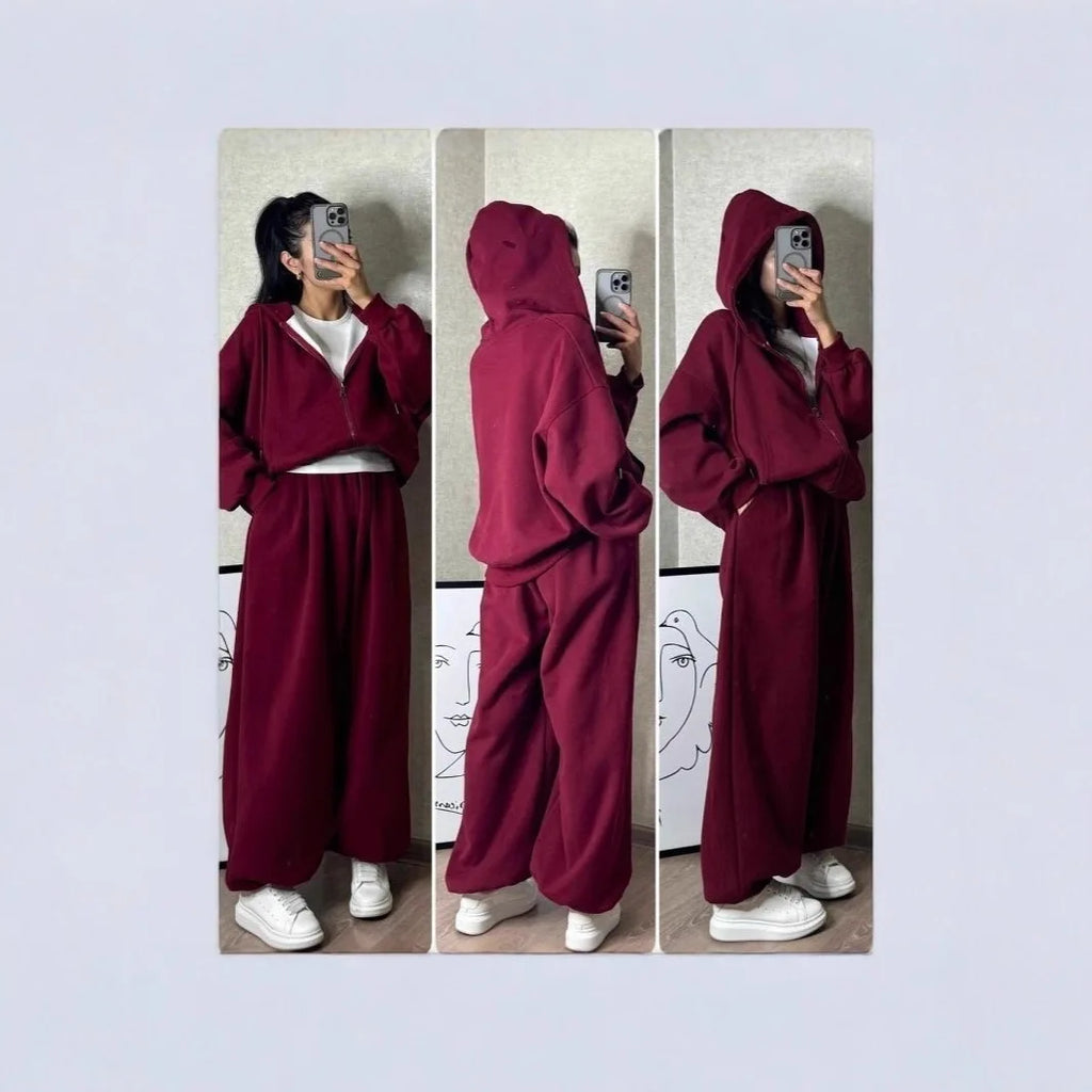 Women's Sports Suit Hooded Sweatshirt Tie Up Pants Two Piece Set Street Style Long Sleeve Solid Color Spring Fashion Outfit