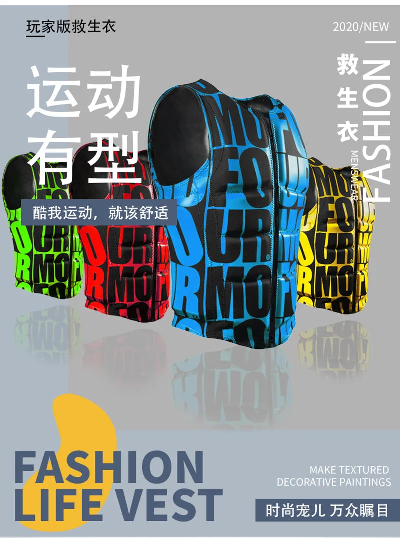 Life Jacket Adult Neoprene Buoyancy Surf Vest Water Sports Kayak Motorboat Drifting Vest Rescue Lifeguard Professional Life Vest