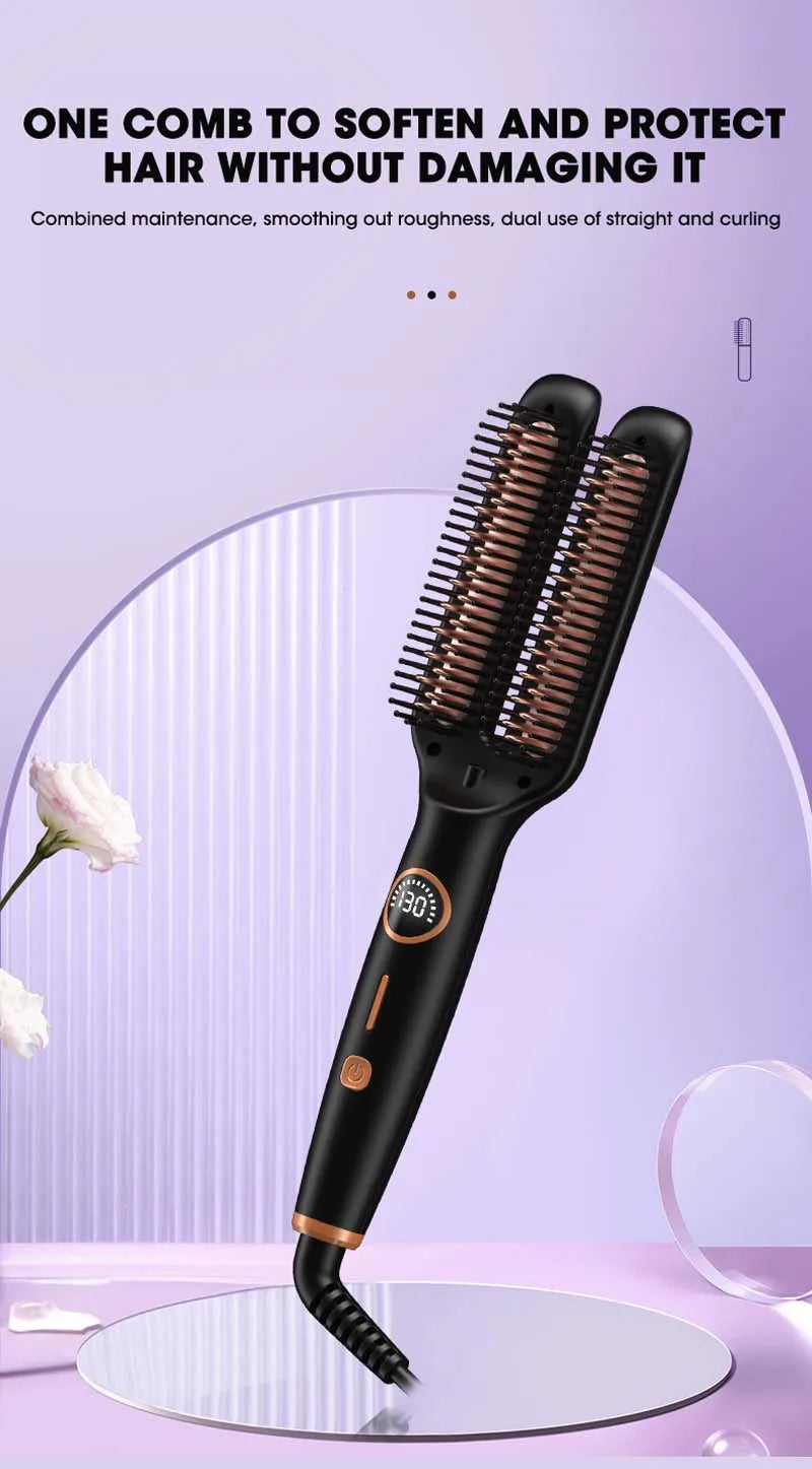 Electric Straightening Brush One-Step Heated Straightener Flat Iron Smooth Anti Frizz Hair Electric Brush Straightener Comb