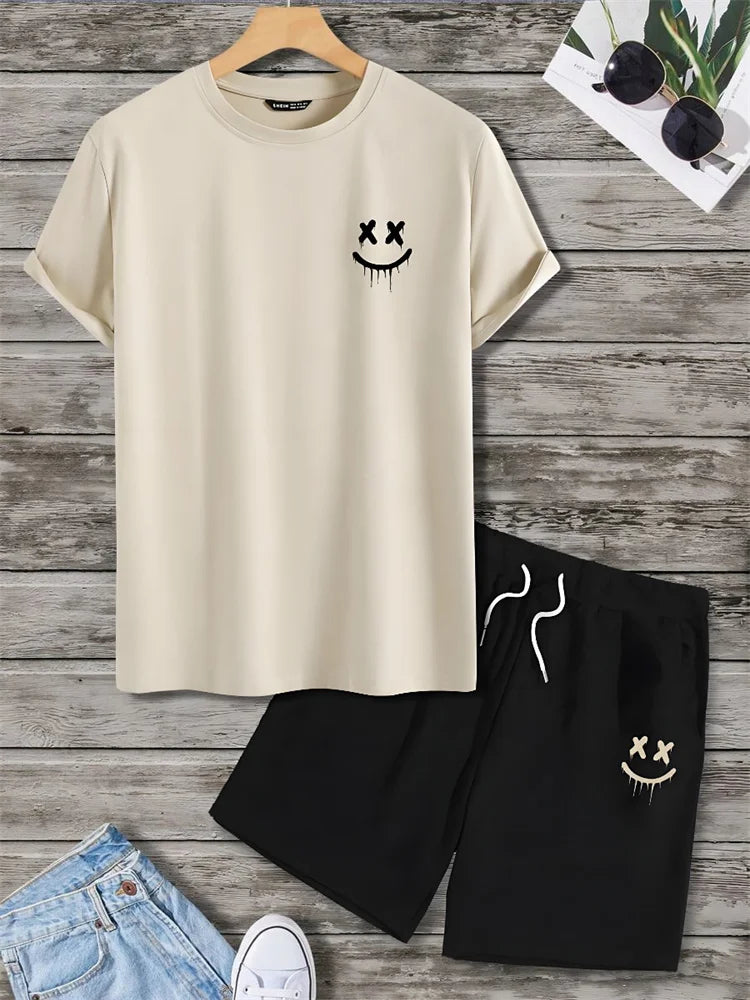 Summer Daily Casual Men's Short Sleeve Shorts Package Urban Street Men's Fashionable T-shirt Outdoor Sports Men's Shorts