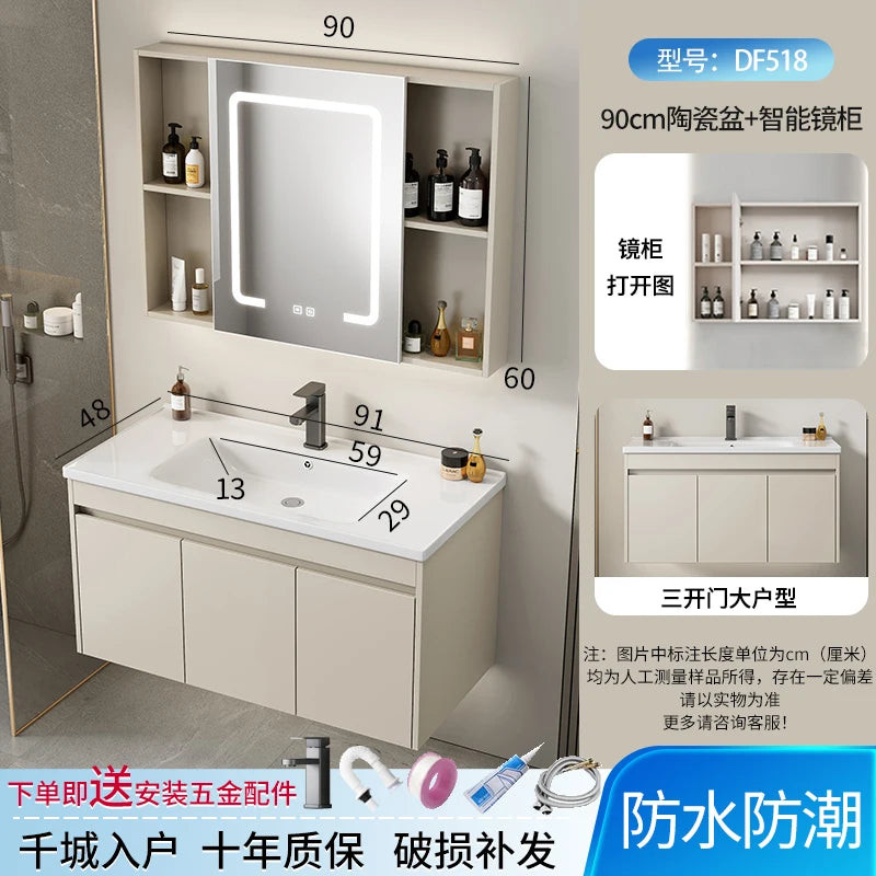 Wall Basin Bathroom Cabinet Set Sink Mirrors Shelves Bathroom Cabinets Storage Organizer Mobile Bagno House Accessories