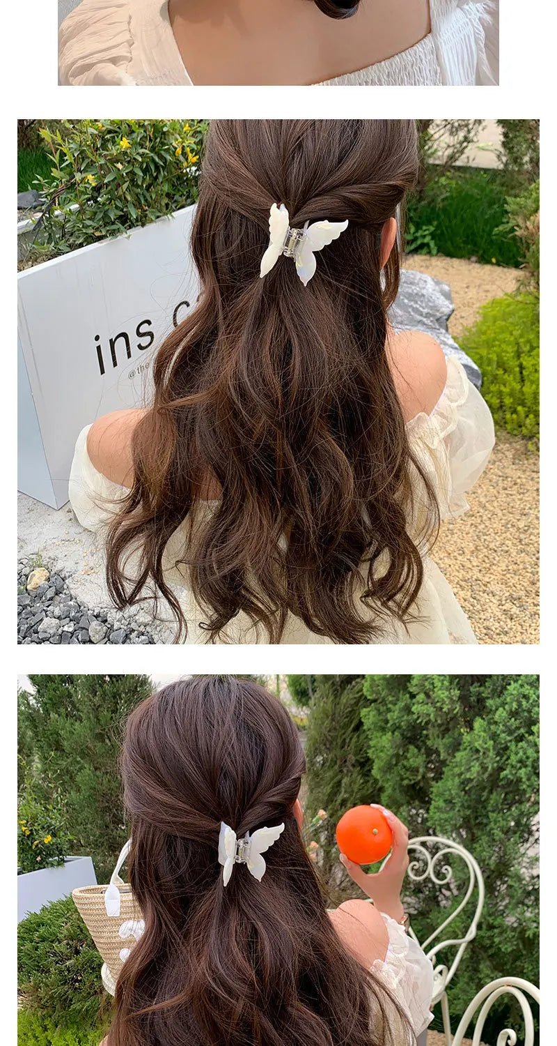 New Gradient Colorful Butterfly Hair Claw for Women French Retro Acetic Acid Hair Clip Fashion Headwear Hairpin Hair Accessories