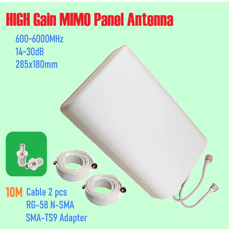 T Mobile 600 6000 MHZ 4G LTE 5G MIMO 2x2 8 14 DBi High Gain Fixed Mount Outdoor Directional Panel Antenna for Routers Hotspots