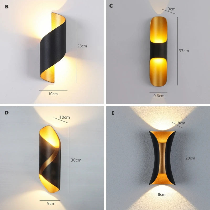 14W LED Wall Lights For Living Room Modern Lighting Black Gold Wall Mount Sconce Bedroom Light Indoor Wall Fixtures Up Down Lamp