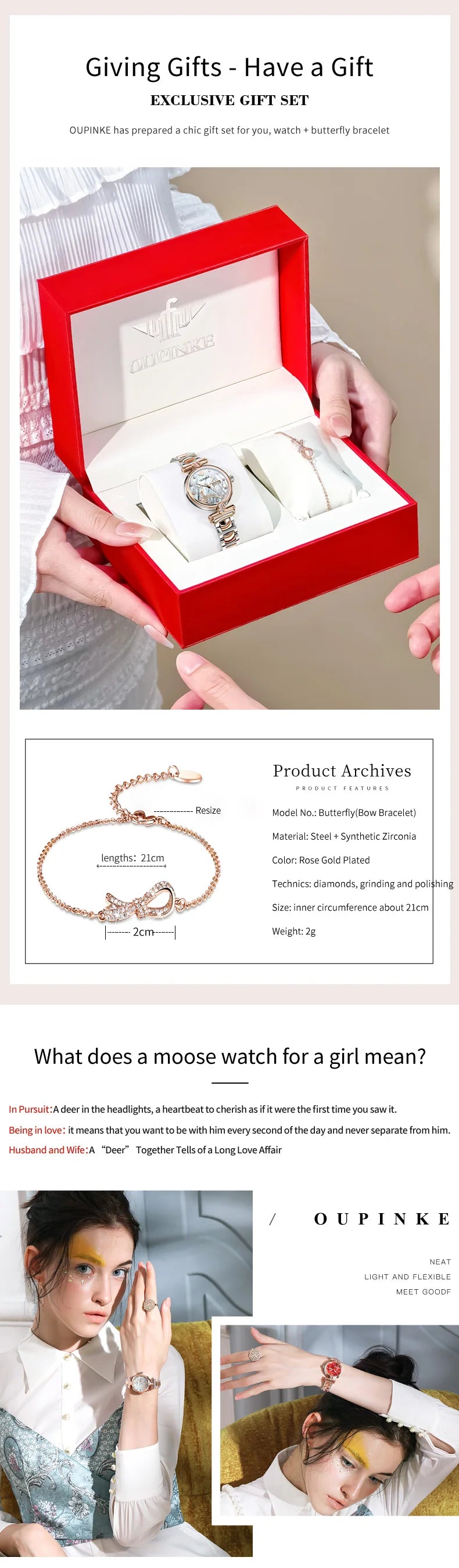 OUPINKE 3180 Women Mechanical Watch Rose Gold Luxury Elegant Diamond Watch Brand Original Dress Bracelet Women Watch Gift Box