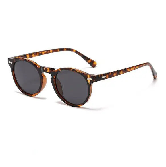 Round Tinted Myopia Glasses Men Black Lens Finished Prescription Nearsighted Glasses Retro Outdoor Shade Driving Sunglasses