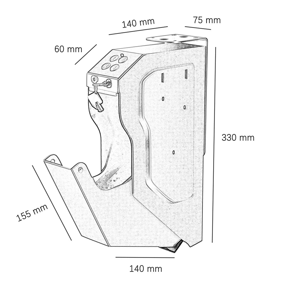 Biometric Slider Handgun Safe for Nightstand, Quick Access Pistol Safe with Fingerprint