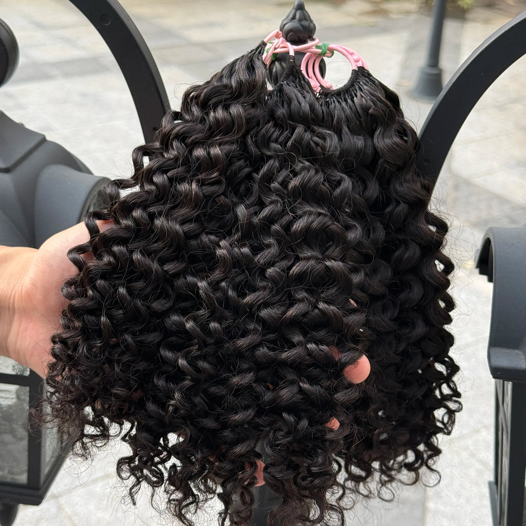 Pre-Separated Feather Crochet Human Hair Bundles Jerry Kinky Curly Deep Wave Hair Miracle Knots Braiding hair for Women